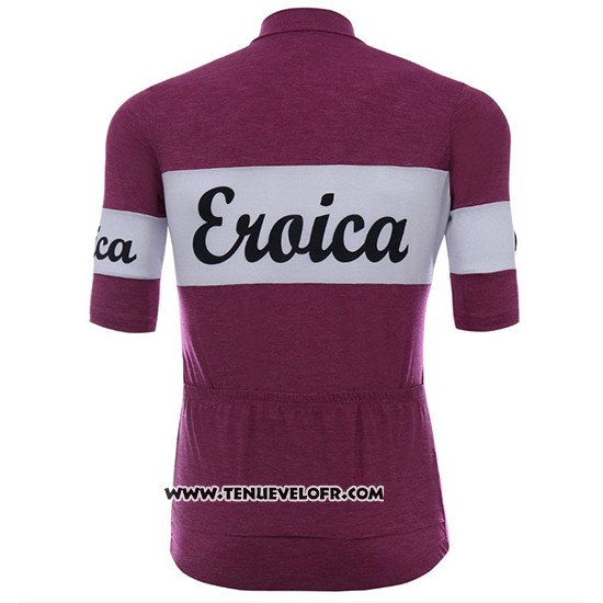 2018 Maillot Ciclismo Eroica Vino Fonce Rouge Manches Courtes et Cuissard
